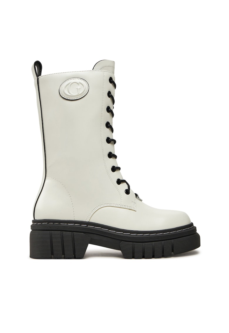 Ghete dama - piele naturala - alb -
