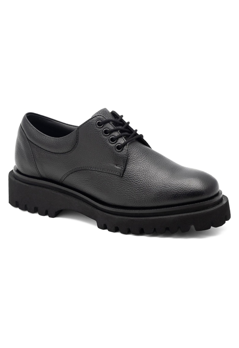 Pantofi dama - piele naturala - negru - platforma integrata - stil casual -
