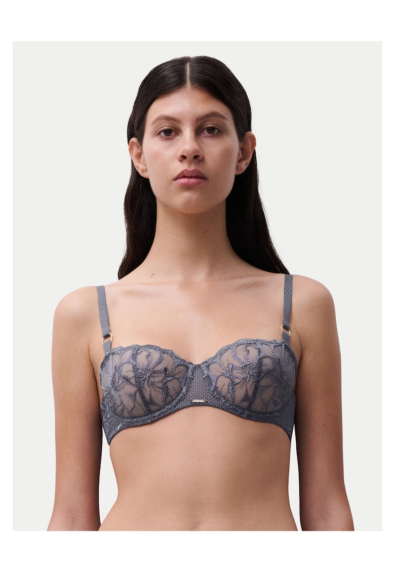 Sutien balconet - gri - 51% poliamida - 28% poliester - 21% elastan