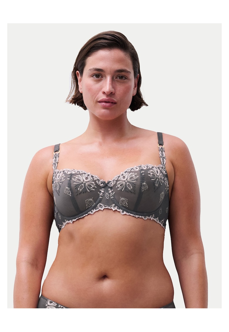 Sutien balconette - gri - plastic