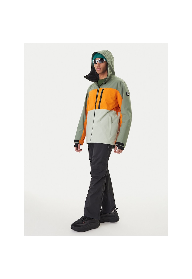 Geaca snowboard barbati - multicolor - poliester reciclat - fermoar -
