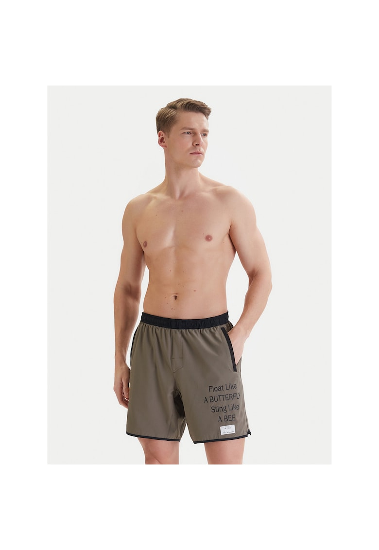 Pantaloni scurti sport barbati - poliester - maro - 88% poliester - 12% elastan