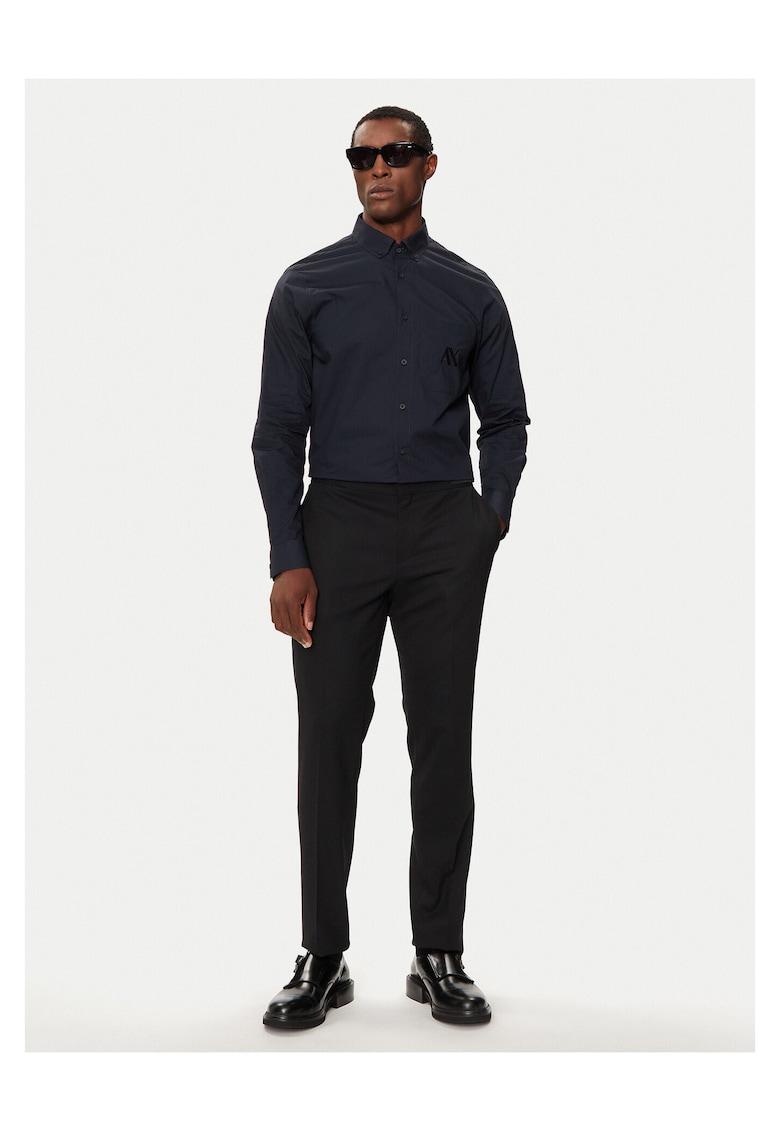 Camasa barbati - slim fit - bleumarin - bumbac -