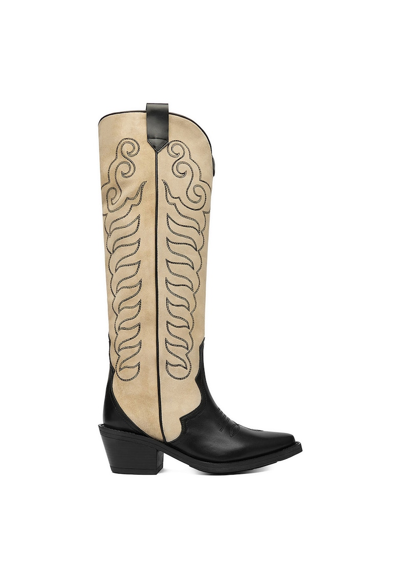 Cizme cowboy dama - piele naturala - bej