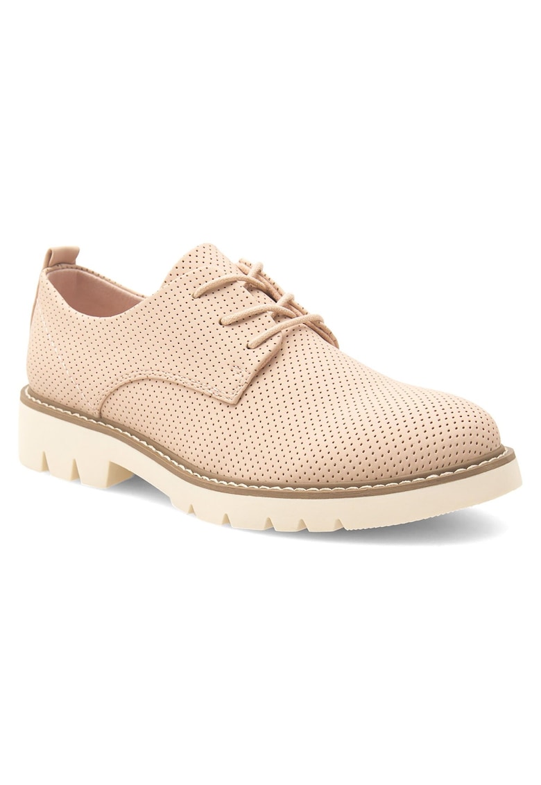 Pantofi dama - piele ecologica - roz - tocul plat - varf rotund -