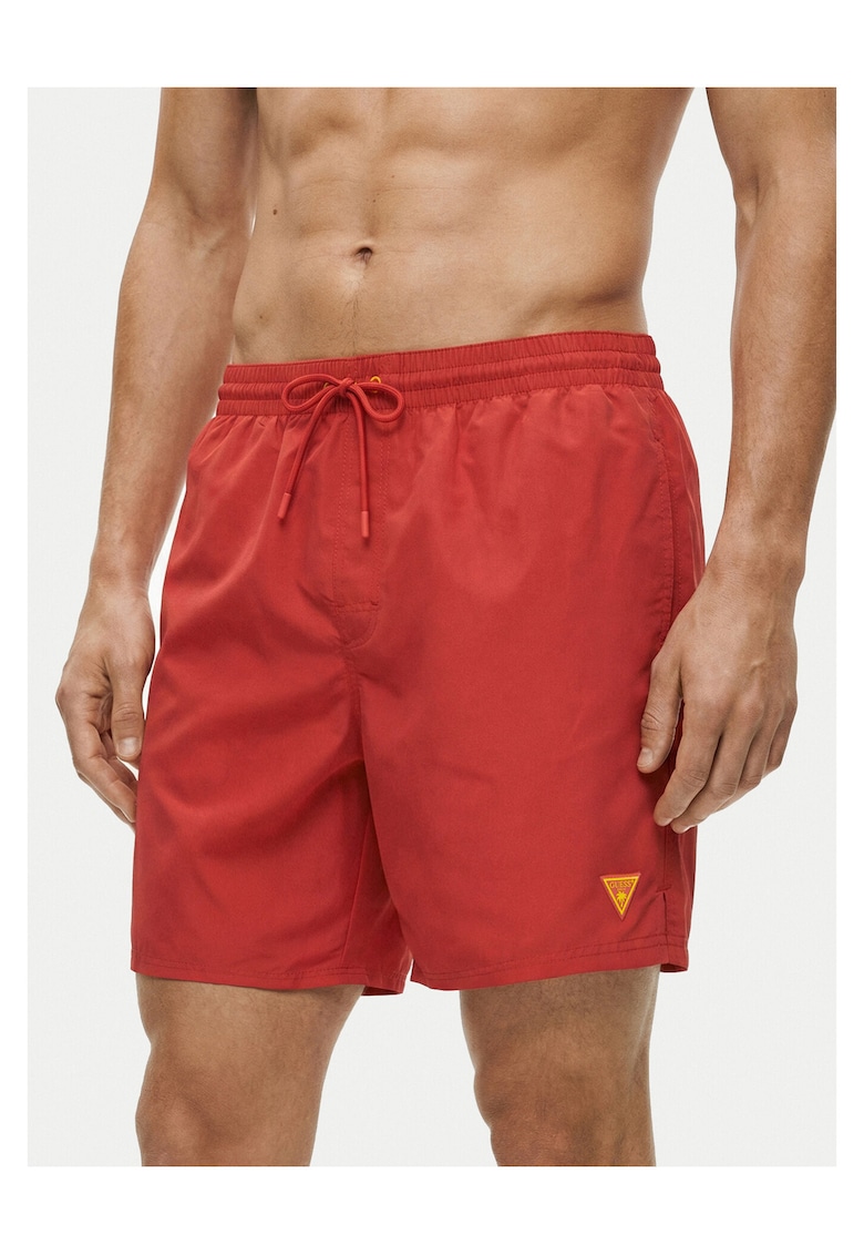 Costum de baie barbati - rosu - poliester - cu captuseala din elastan