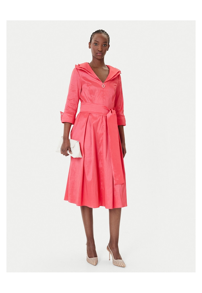 Rochie de cocktail - fermoar - roz - poliester-nailon-elastan