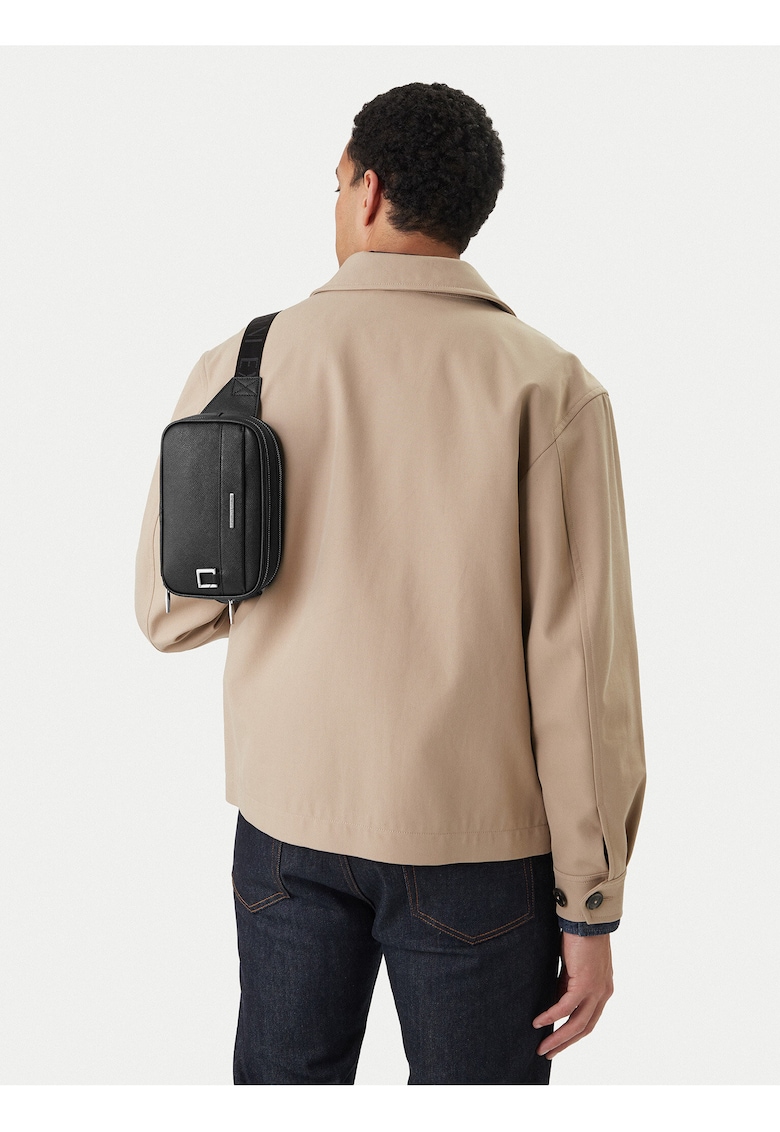 Geanta barbati - piele ecologica - neagra - One Size INTL