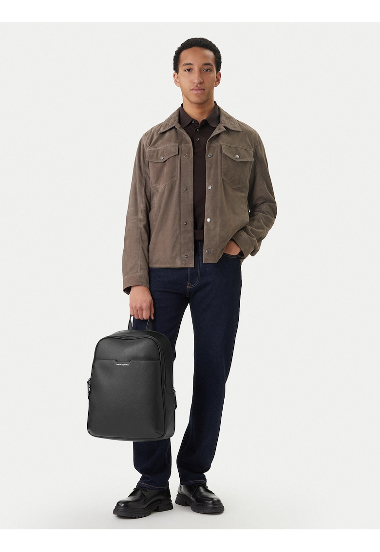 Rucsac pentru barbati - piele ecologica - negru - One Size INTL