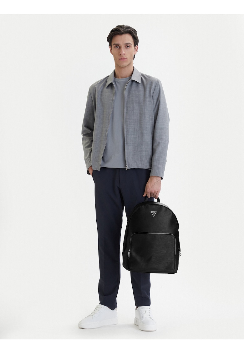 Rucsac barbati - piele ecologica - negru - One Size INTL