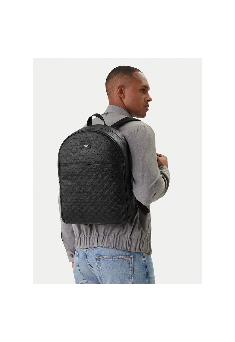 Rucsac barbati - piele naturala - negru - One Size INTL
