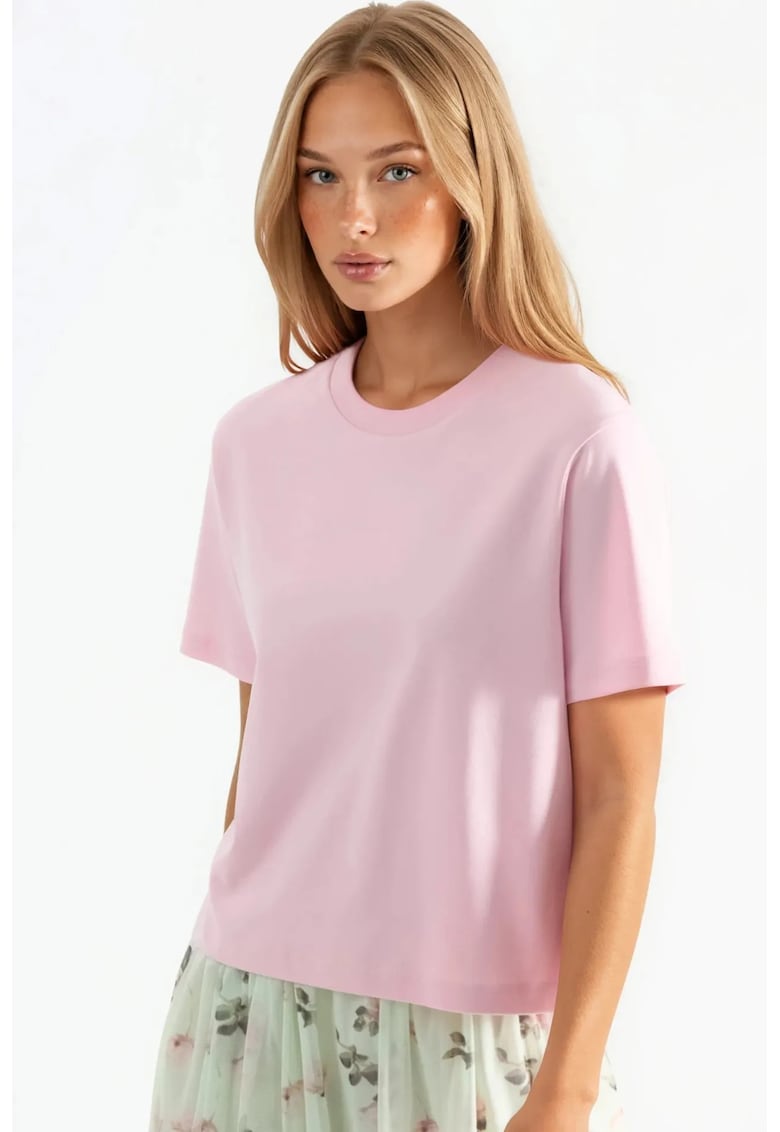 Tricou dama - Bumbac - Roz pudrat