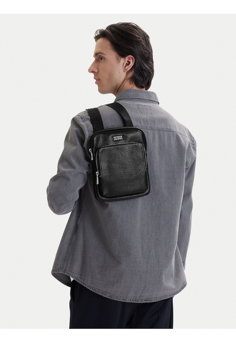 Saszetka barbati - piele ecologica - negru - One Size INTL