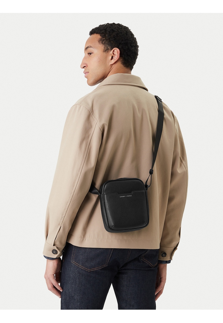 Geanta barbati - piele ecologica - negru - One Size INTL