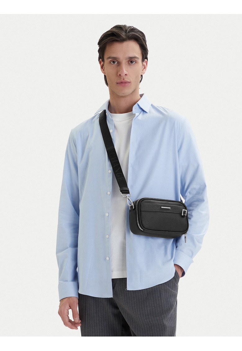 Geanta barbati - piele ecologica - neagra - One Size INTL