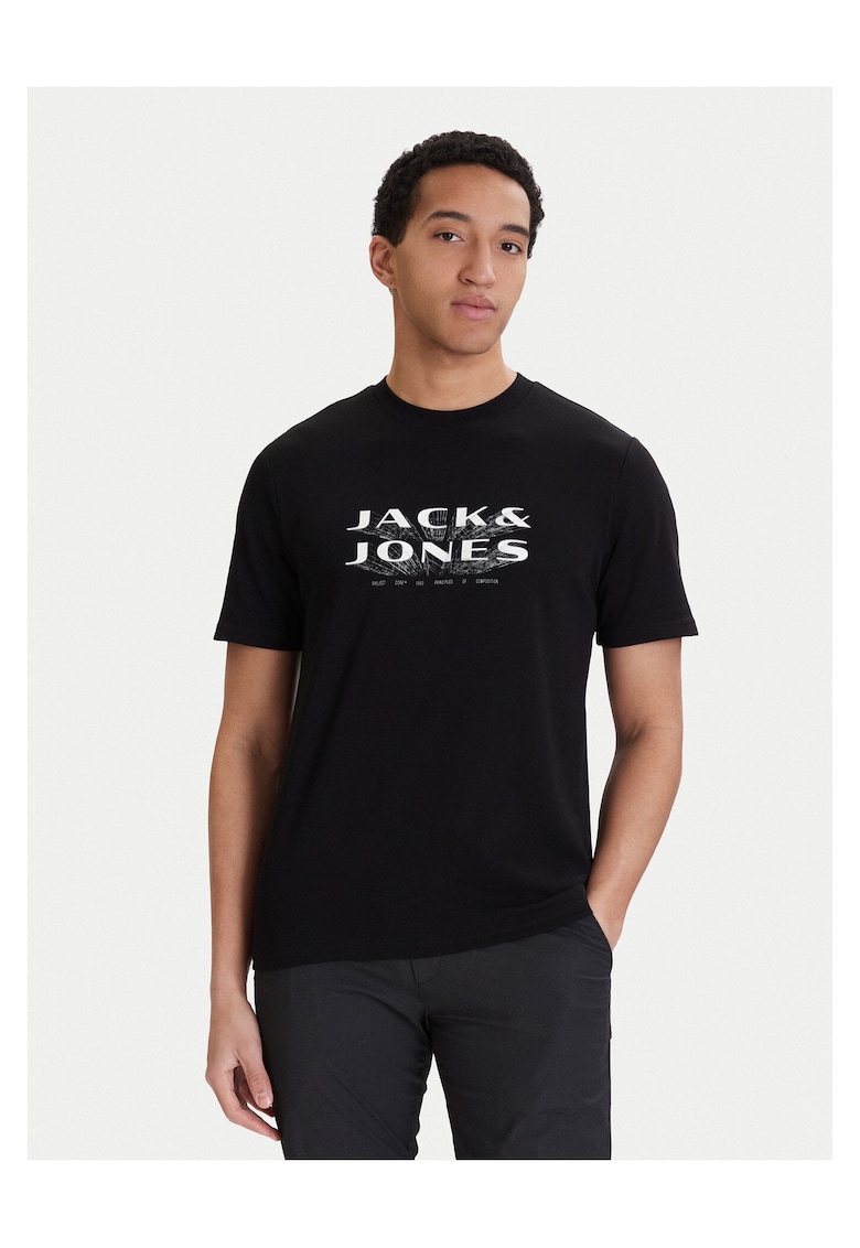 Tricou barbati - negru - poliester reciclat/bumbac