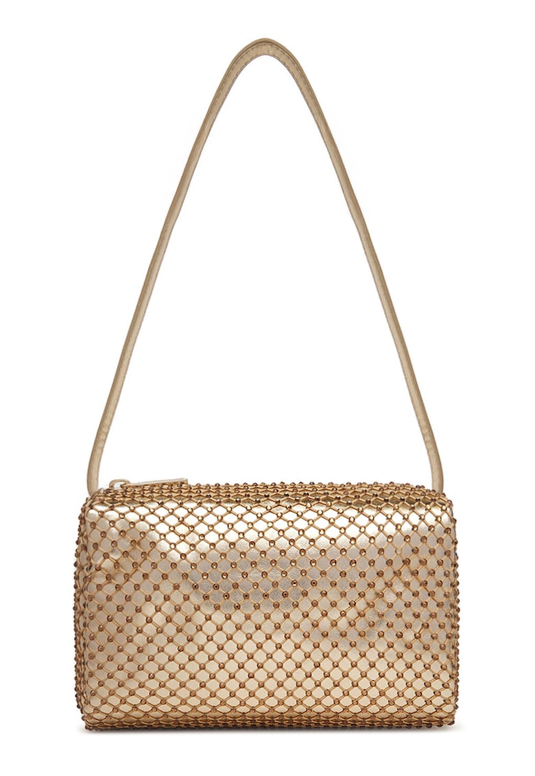 Geanta de dama - auriu - One Size INTL - material sintetic - cu detalii din cyrconii