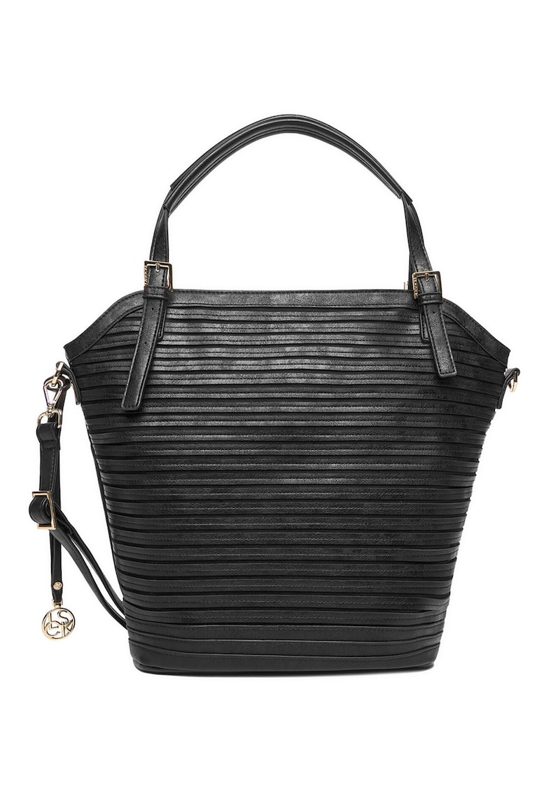 Geanta bucket - neagra - One Size INTL - material sintetic - cu manere detasabile
