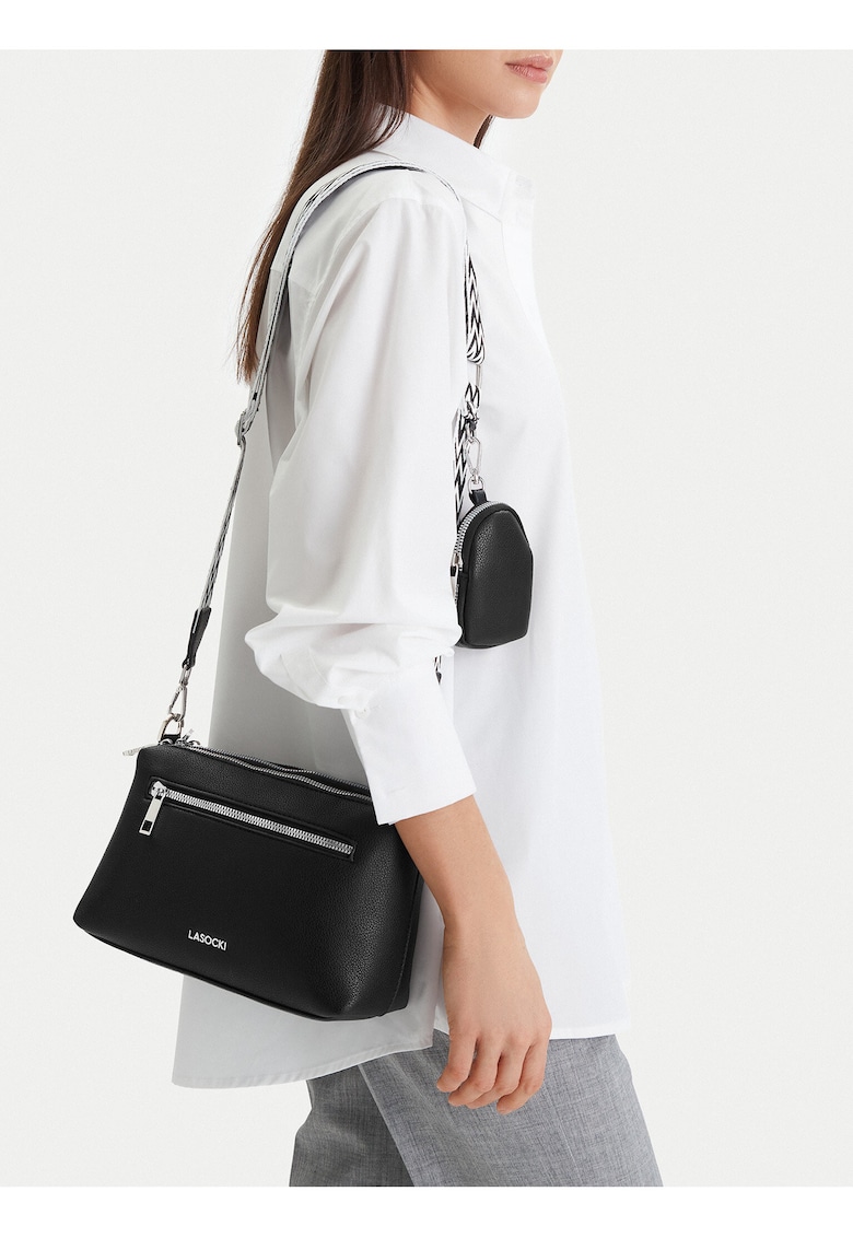 Geanta crossbody - material sintetic - neagra - One Size INTL