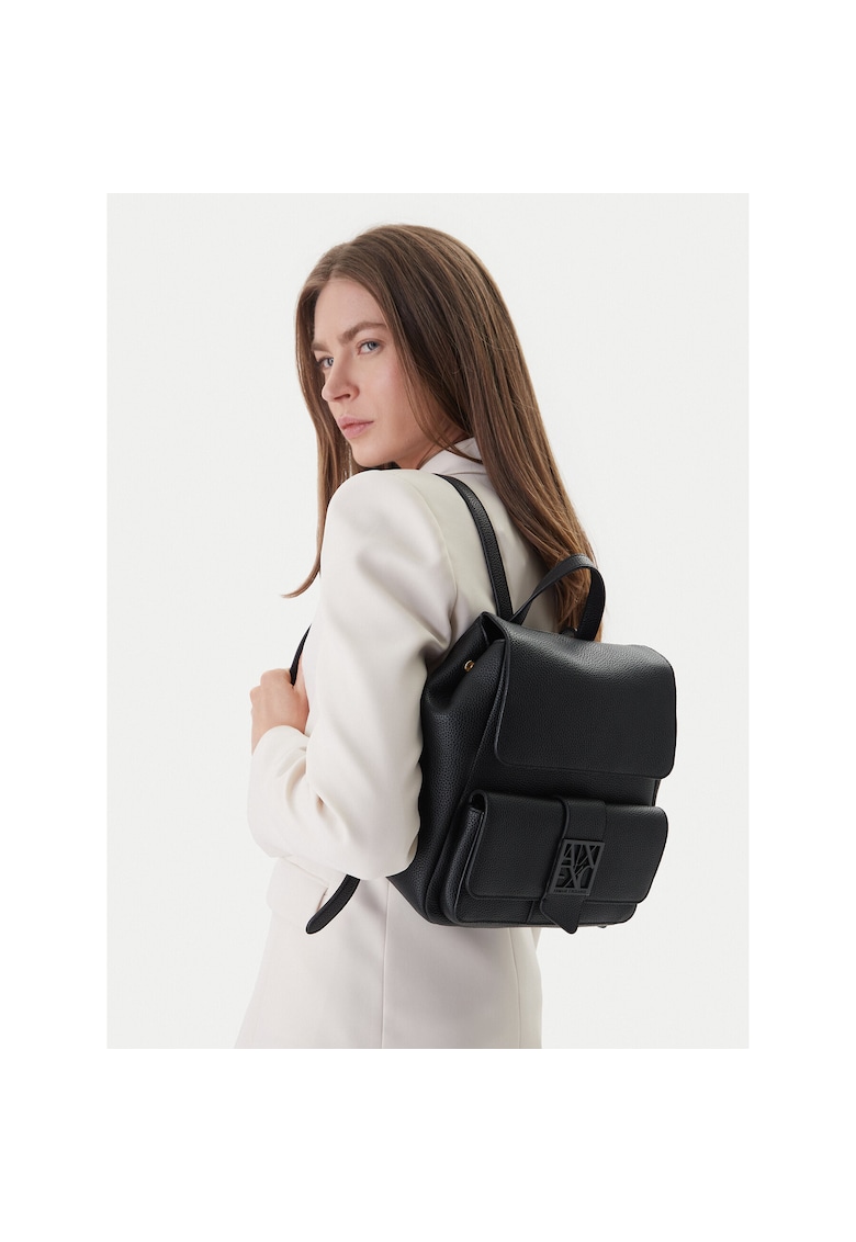 Rucsac fashion dama - piele ecologica - negru - One Size INTL