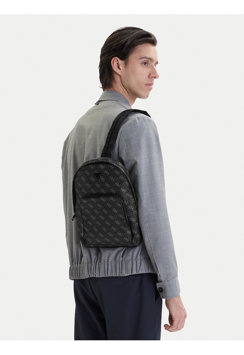 Rucsac barbati - piele ecologica - negru - One Size INTL