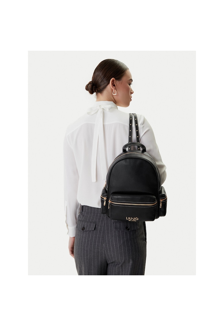 Rucsac fashion dama - piele ecologica - negru - One Size INTL