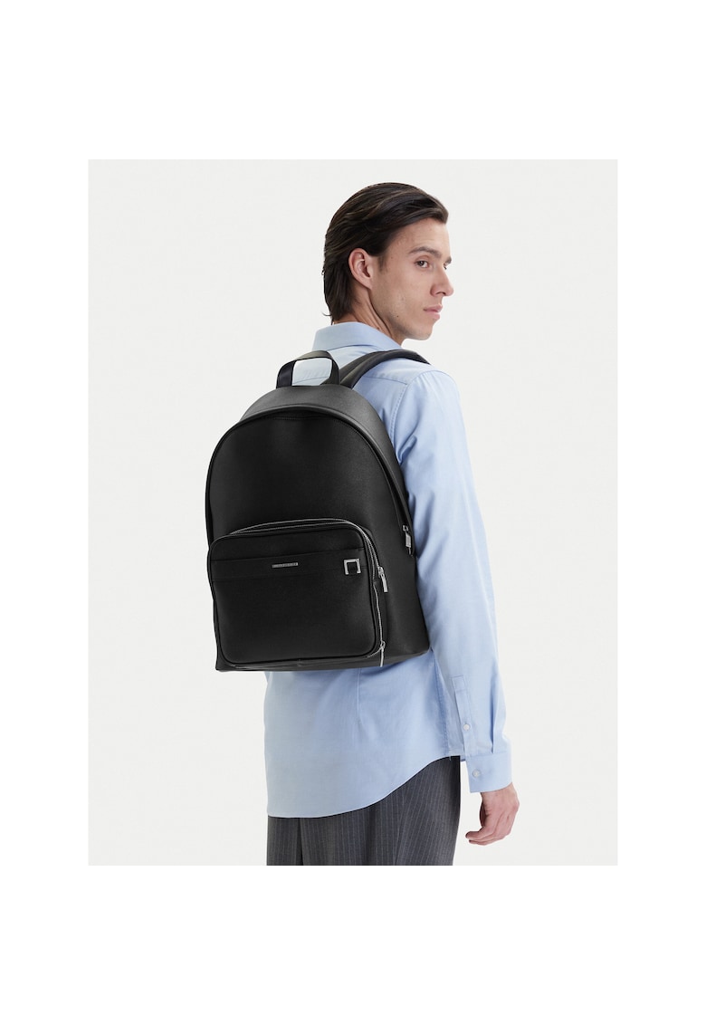 Rucsac barbati - piele ecologica - negru - One Size INTL