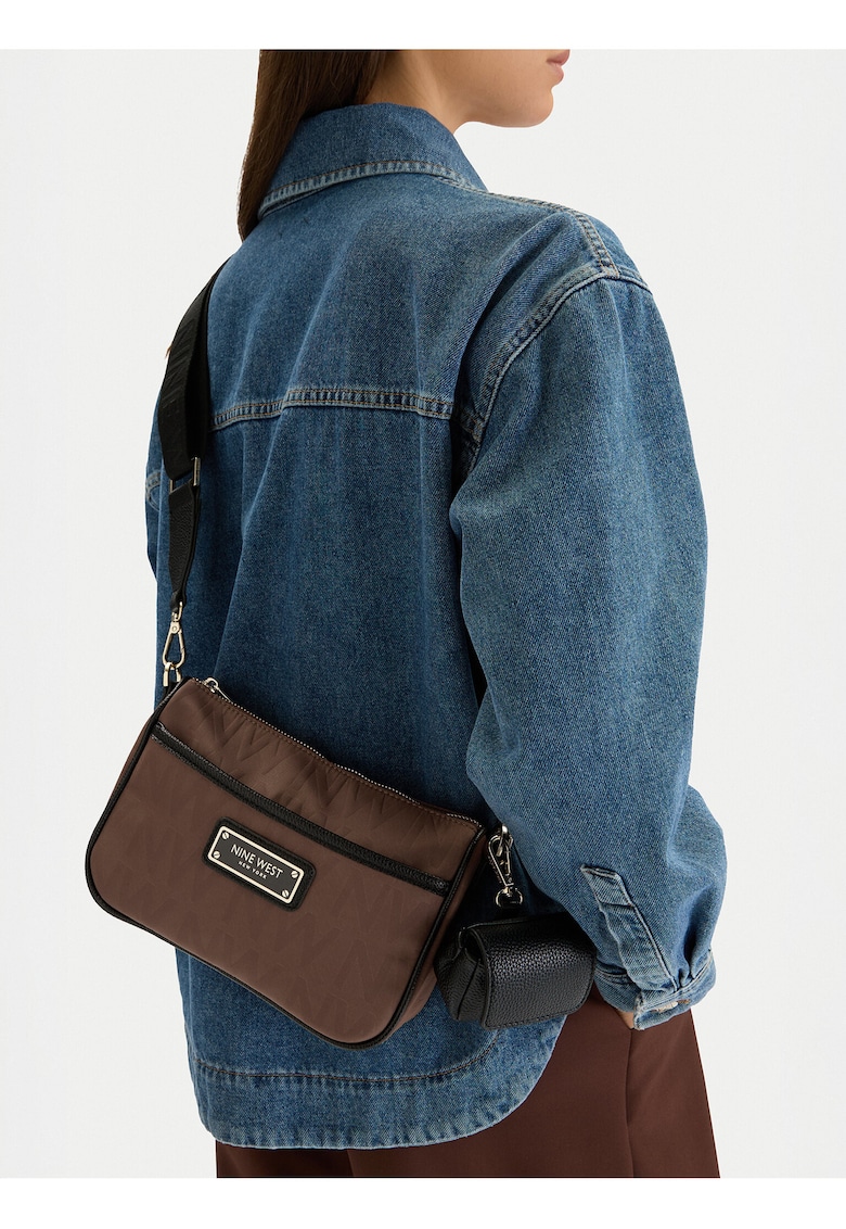 Geanta crossbody monogram - cu sasheta detasabila - maro - One Size INTL