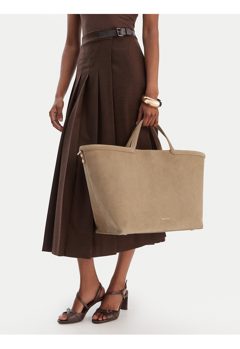 Geanta dama - piele naturala - bej - One Size INTL