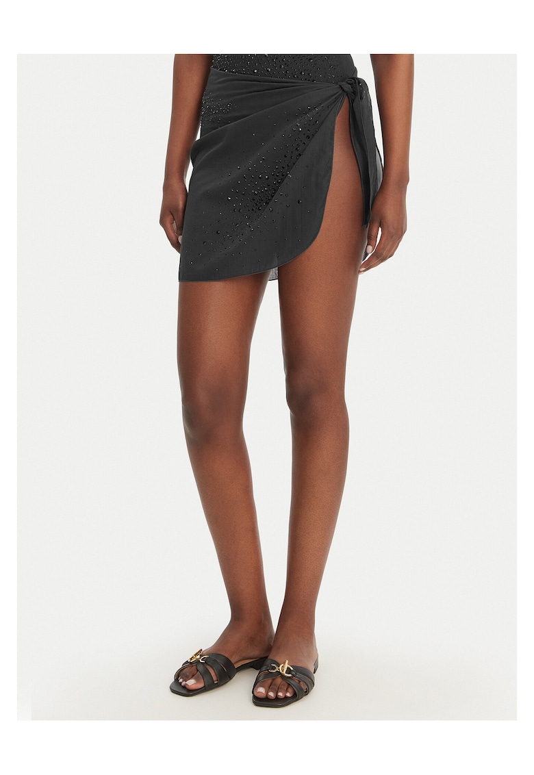 Fusta mini - bumbac - maro - Negru