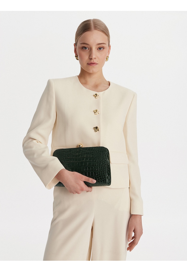 Geanta dama - piele naturala - verde - One Size INTL