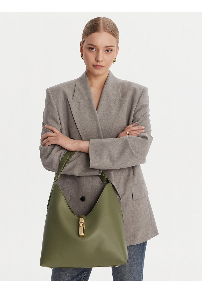Geanta dama - piele naturala - verde - One Size INTL