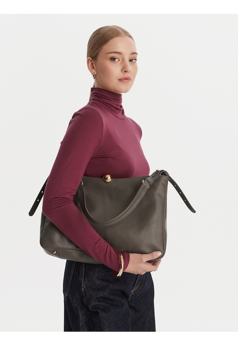 Geanta dama - piele naturala - gri - One Size INTL
