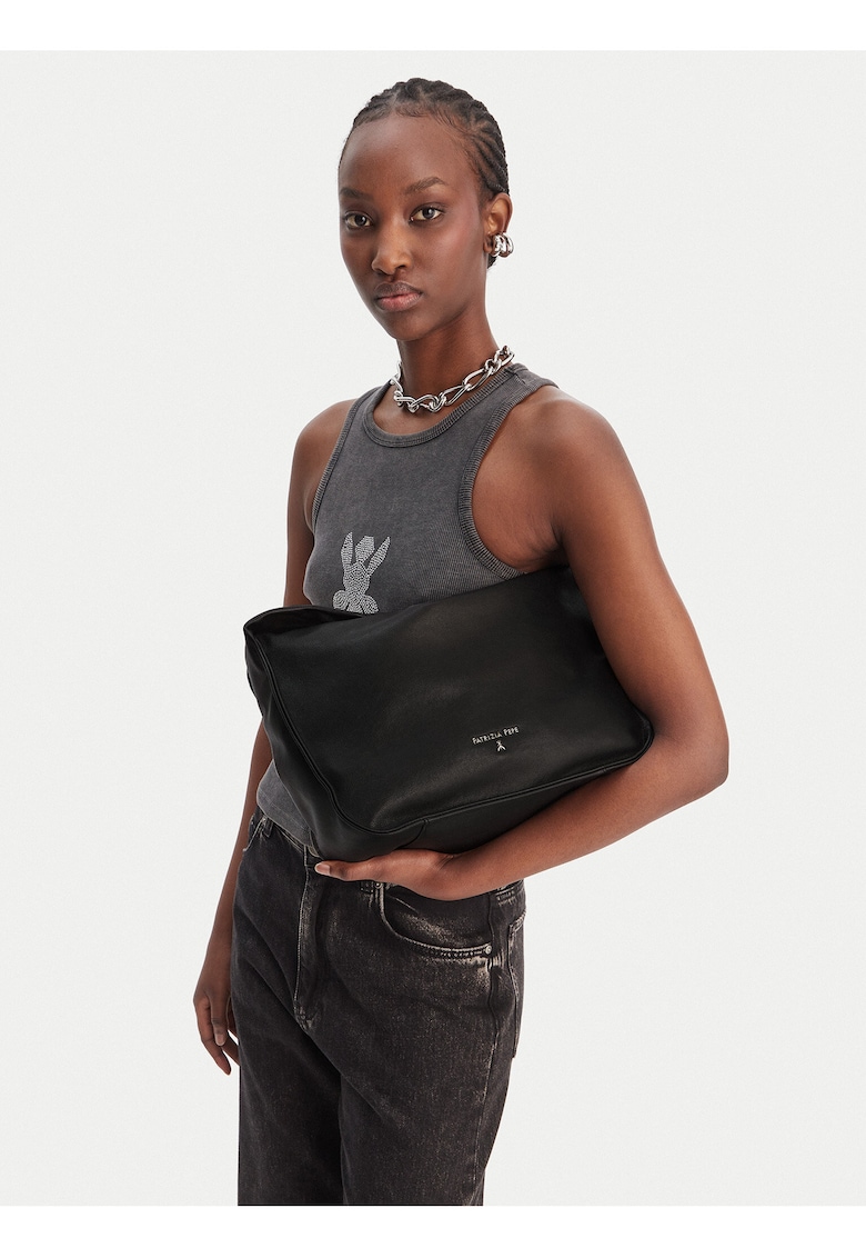 Geanta dama - piele naturala - negru - One Size INTL