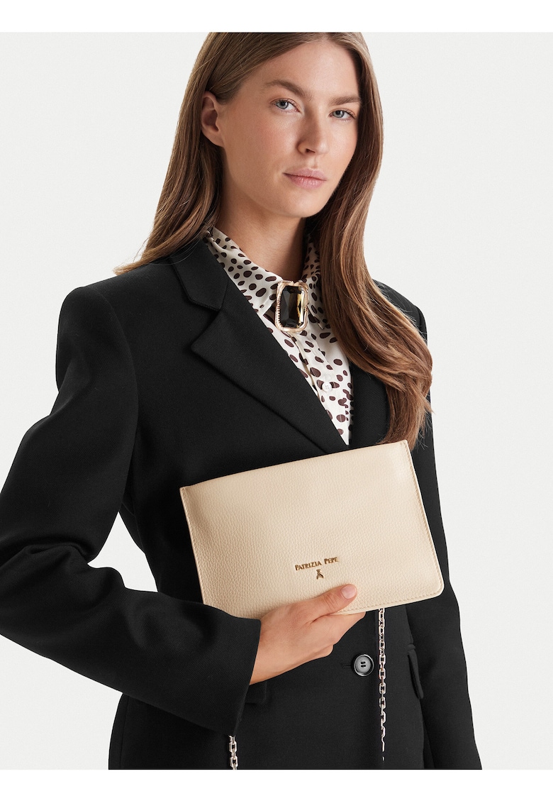 Geanta dama - piele naturala - bej - One Size INTL - set cu sac pentru praf