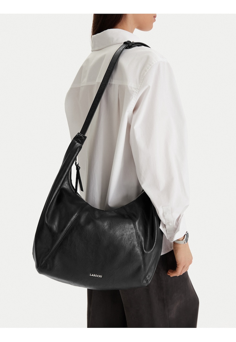 Geanta hobo - material sintetic - neagra - One Size INTL
