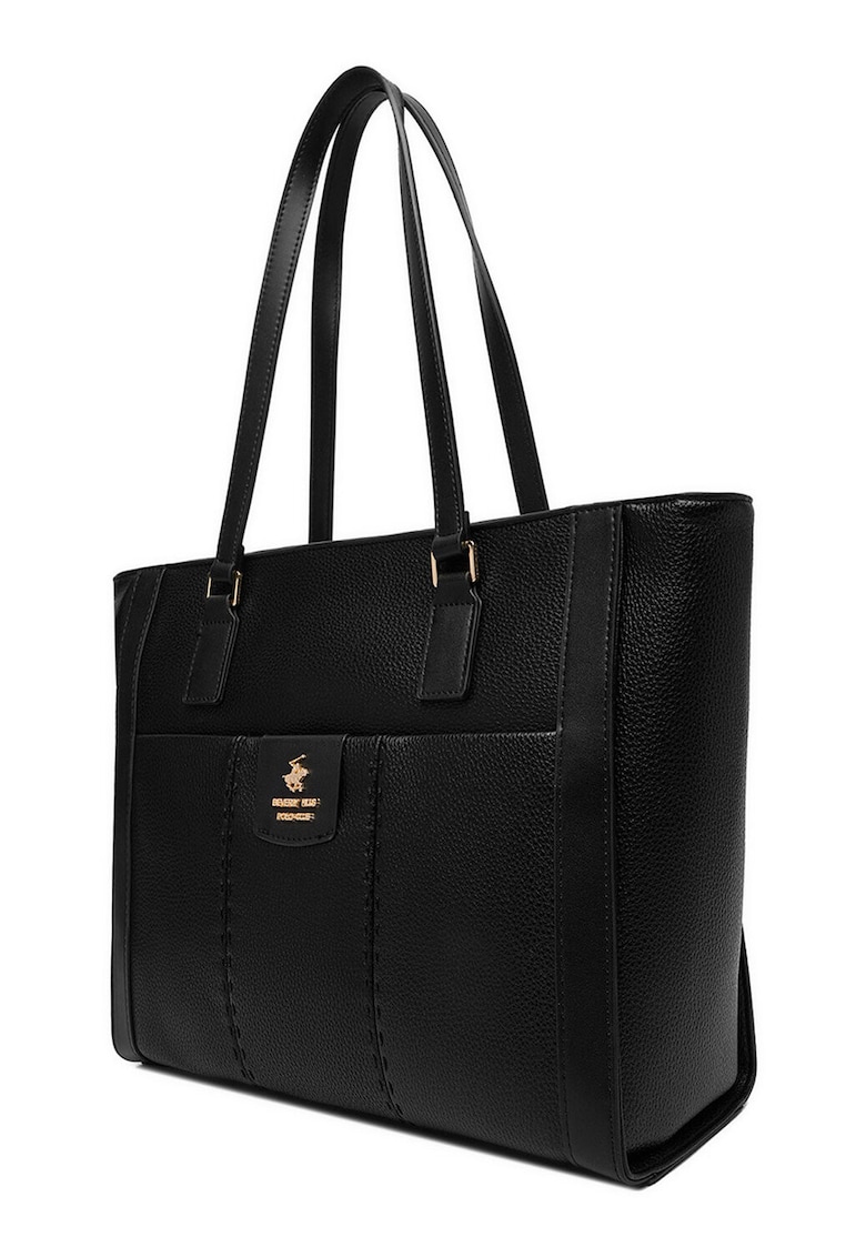 Geanta shopper - material sintetic - negru - One Size INTL