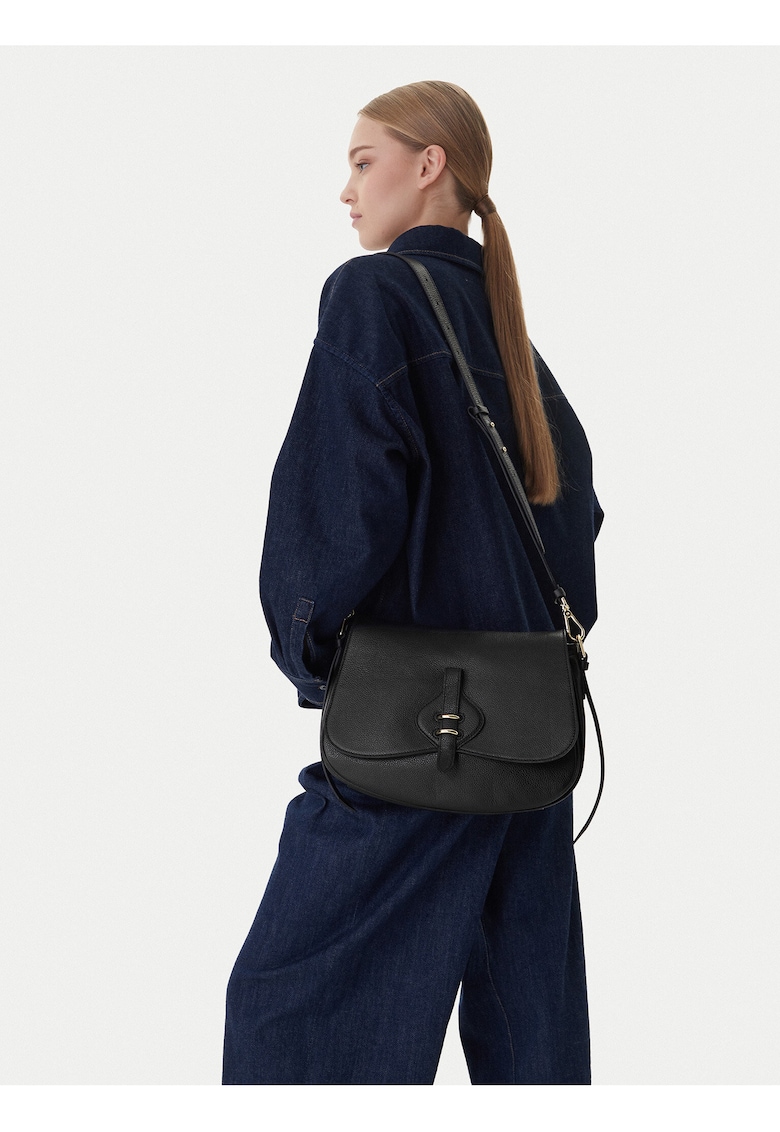 Geanta dama - piele naturala - negru - One Size INTL