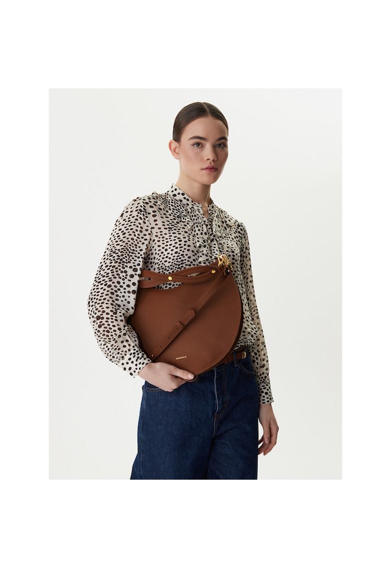 Geanta dama - piele naturala - maro - One Size INTL - set cu curea detasabila si manere.