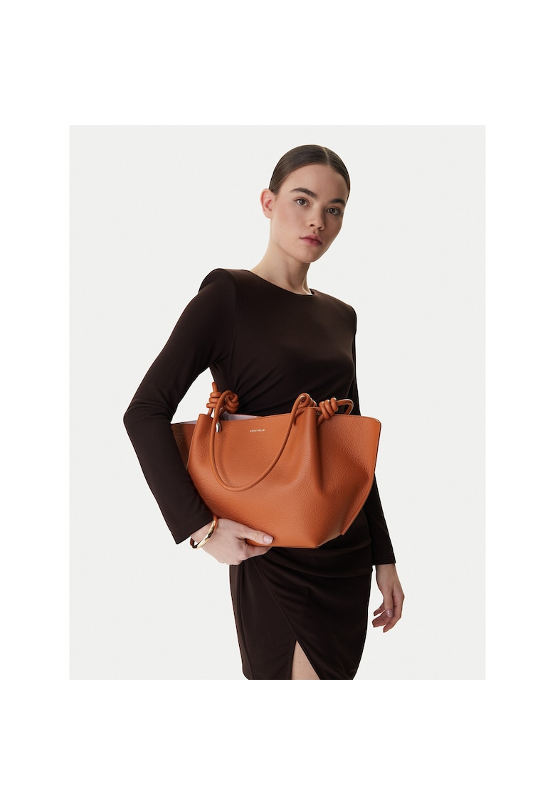Geanta dama - piele naturala - maro - One Size INTL - set cu sac de protectie