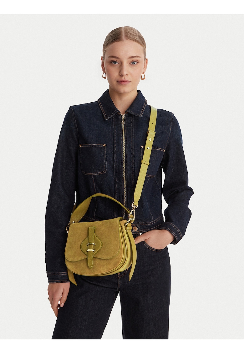 Geanta dama - piele naturala - verde - One Size INTL