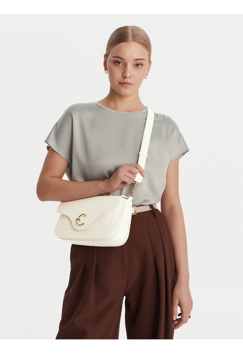 Geanta dama - piele naturala - bej - One Size INTL - set cu curea detasabila