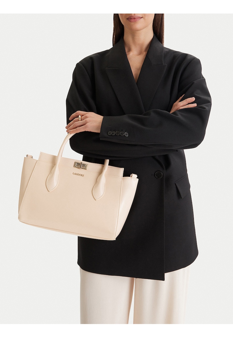 Geanta tote bej - One Size INTL - material sintetic - format B5