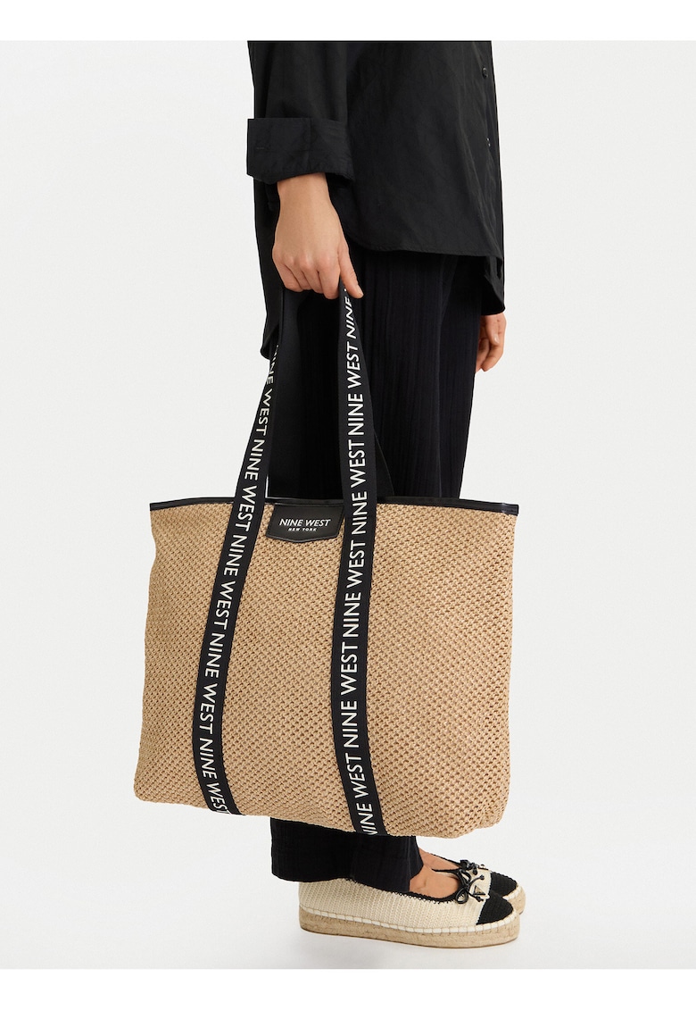 Geanta shopper plastic - bej - One Size INTL