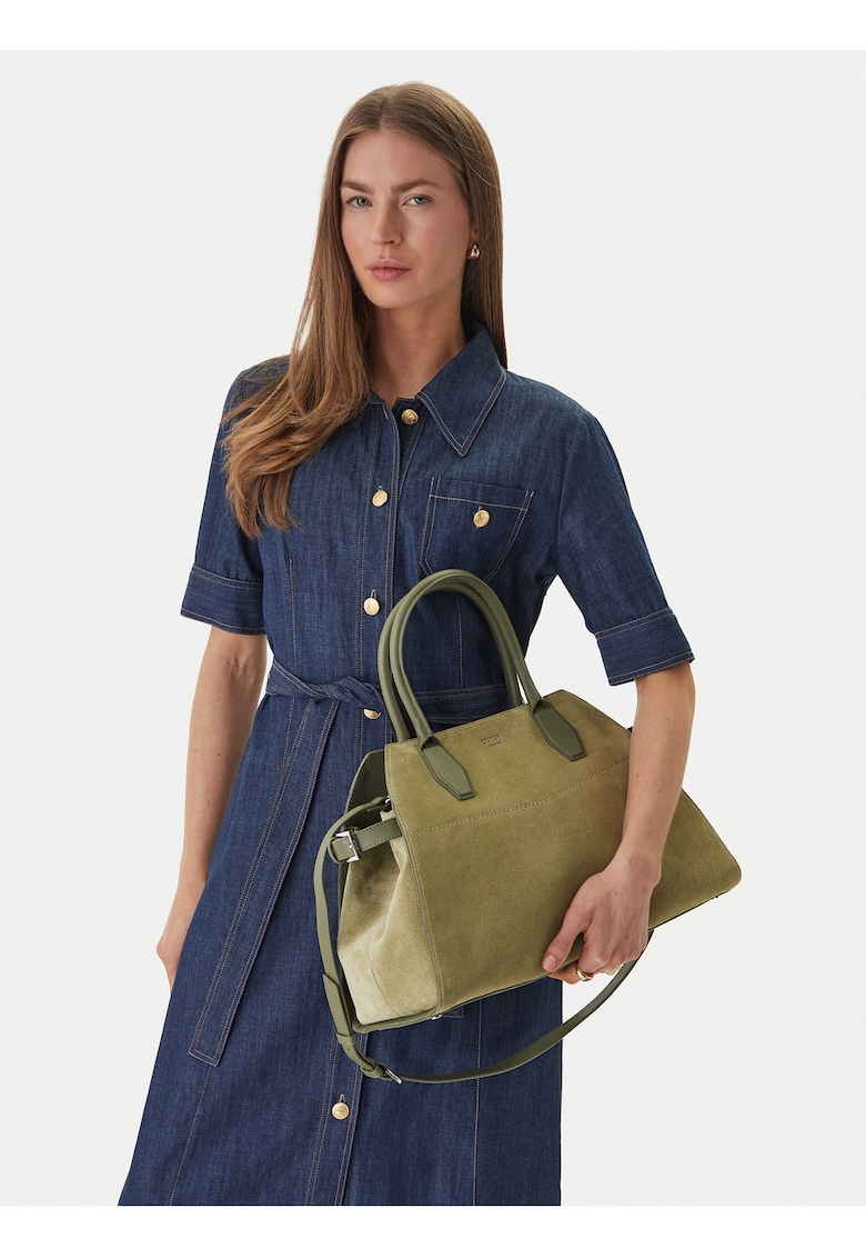 Geanta dama - piele naturala - verde - One Size INTL