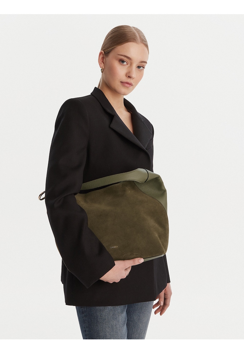 Geanta dama - piele naturala - verde - One Size INTL