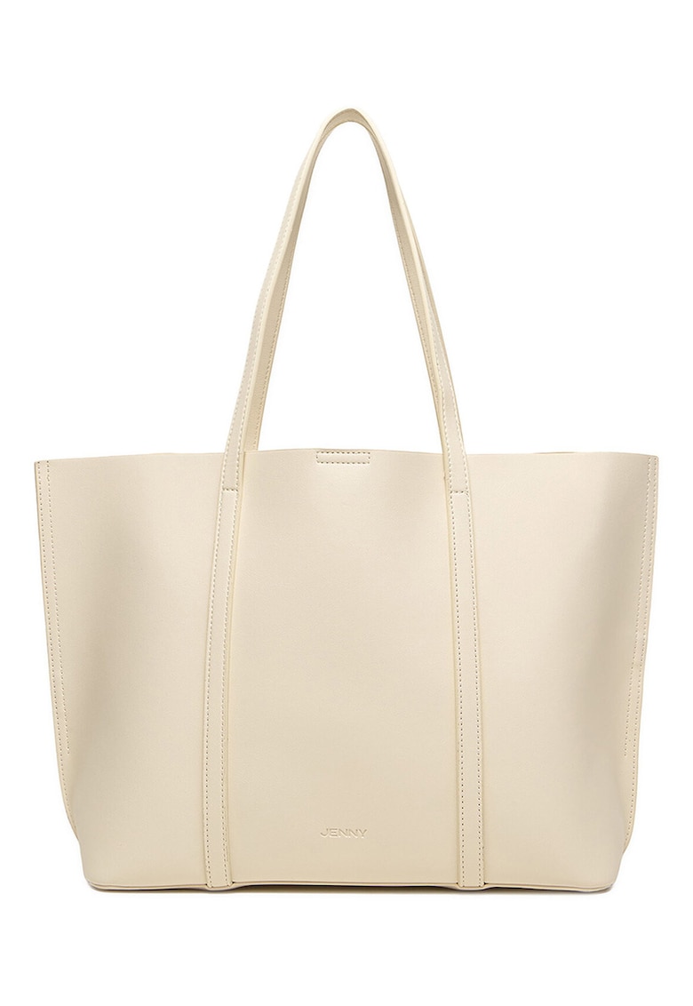 Geanta shopper - bej - One Size INTL - material sintetic - constructie rigida