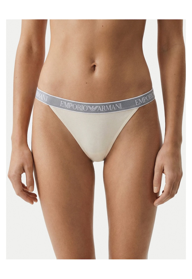 Set chiloti tanga Emporio Armani - bumbac - Alb
