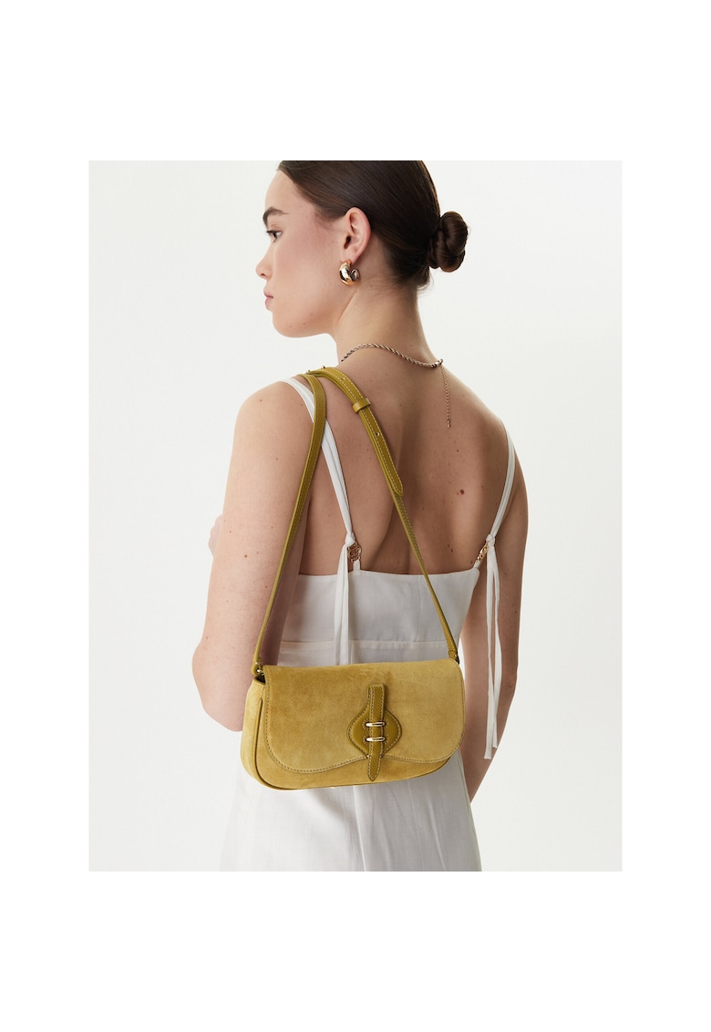 Geanta dama - piele naturala - verde - One Size INTL