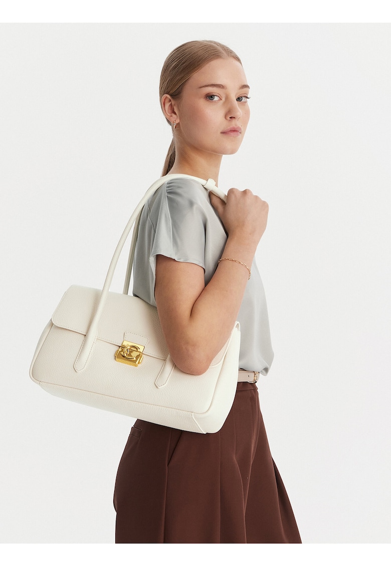 Geanta dama - piele naturala - bej - One Size INTL